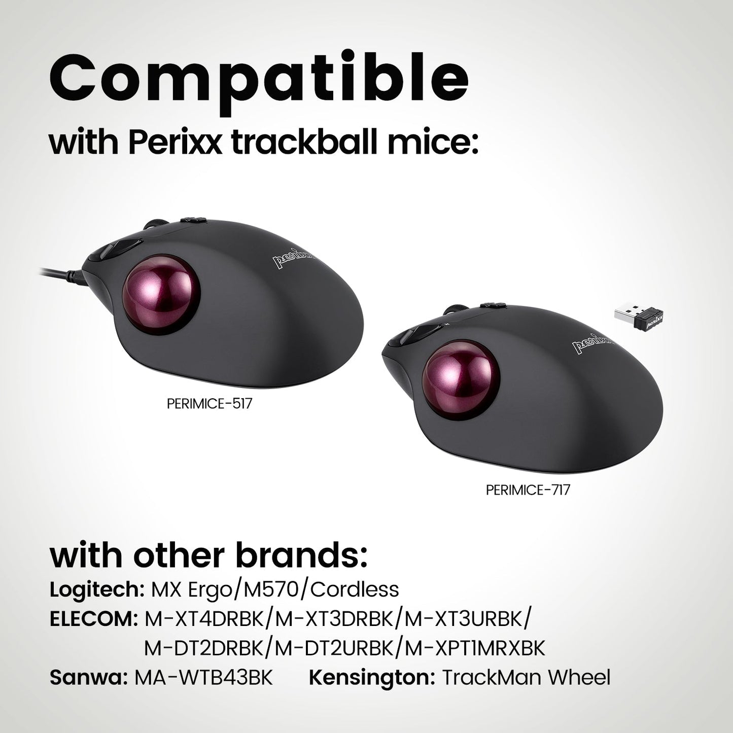 PERIPRO-303 GR - Glossy Red 34mm Trackball - Perixx Europe