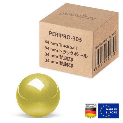 PERIPRO-303 GYL - Glossy Yellow 34mm Trackball - Perixx Europe