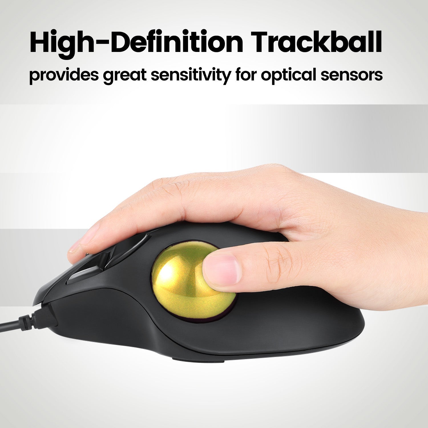 PERIPRO-303 GYL - Glossy Yellow 34mm Trackball - Perixx Europe