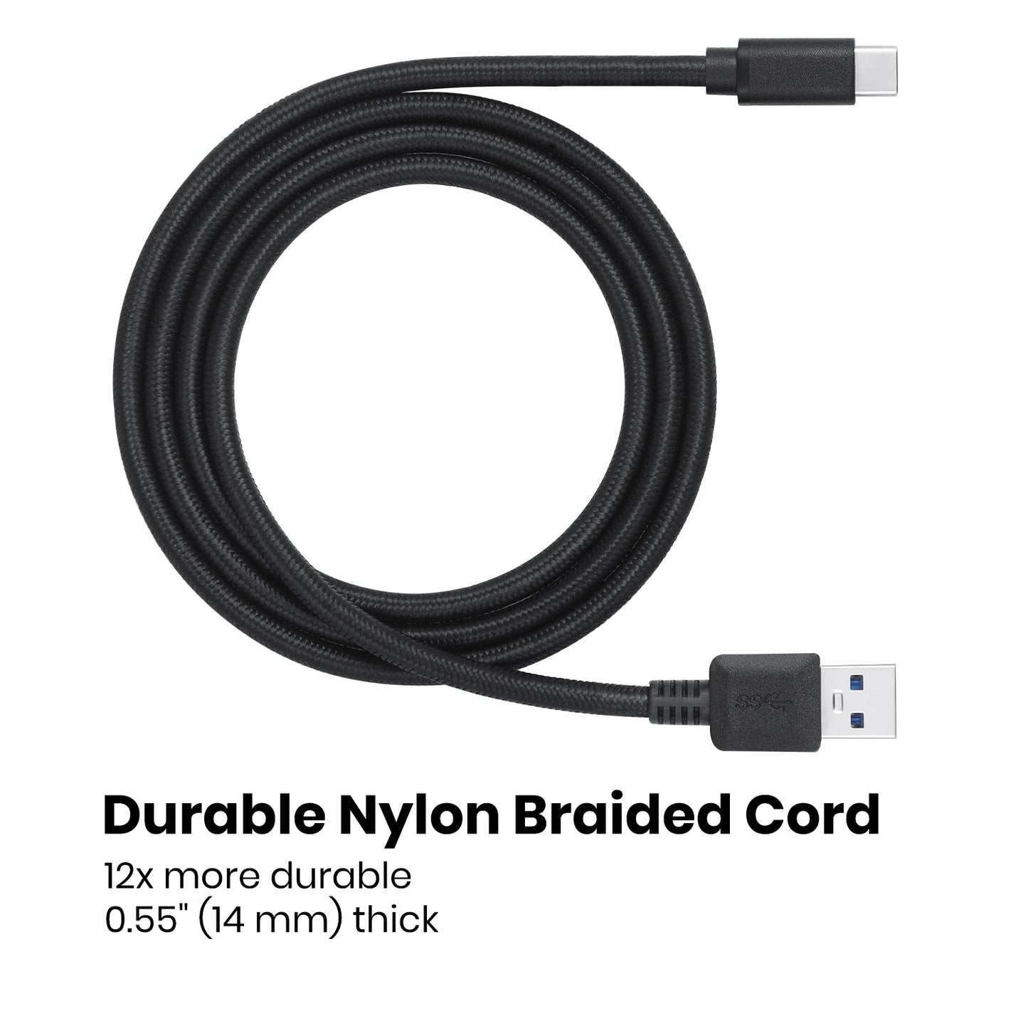 PERIPRO-407 - USB-C to USB-A Braided Cable Adapter High Speed Transfer - Perixx Europe