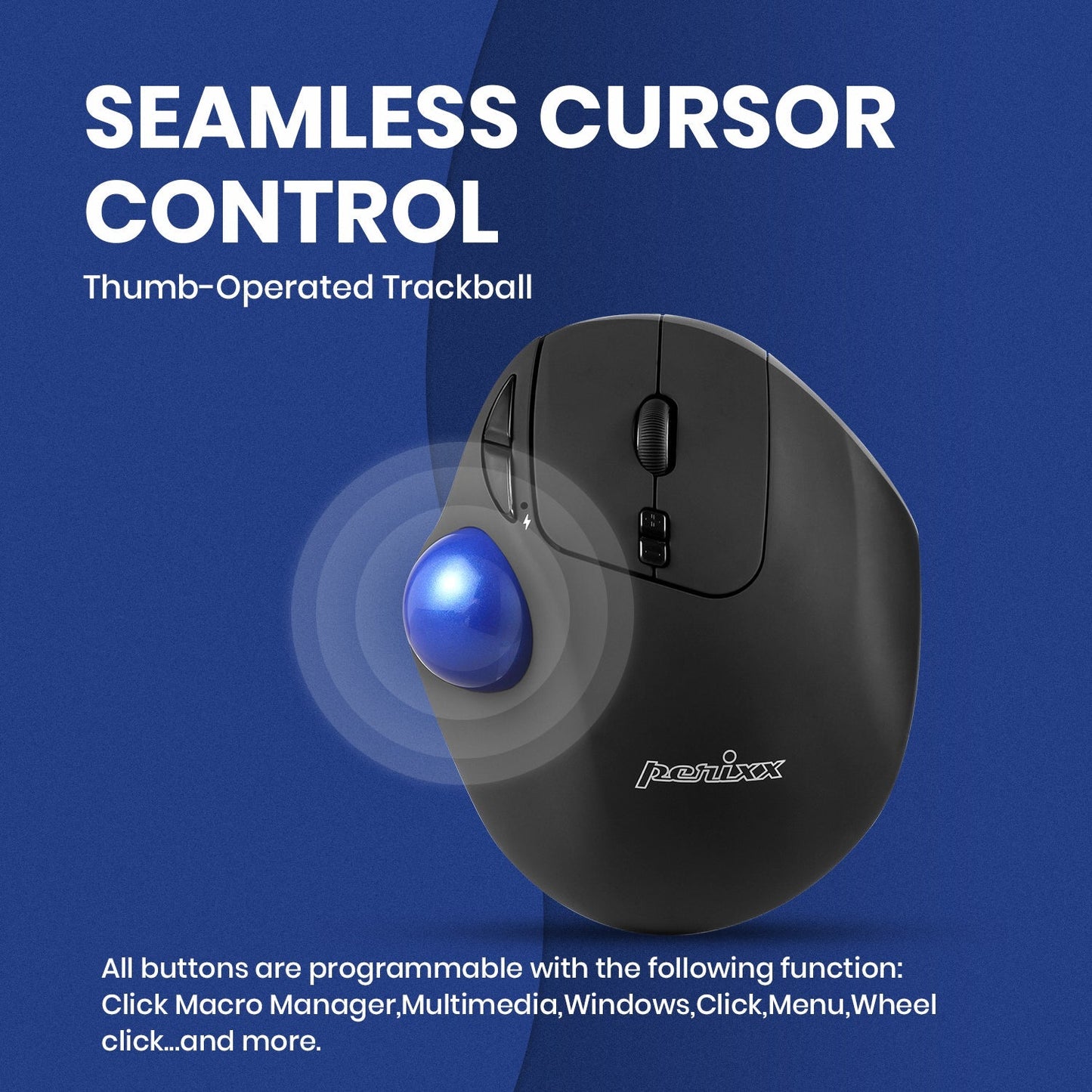 PERIPRO-801 - Bluetooth Ergonomic Vertical Trackball Mouse - Perixx Europe