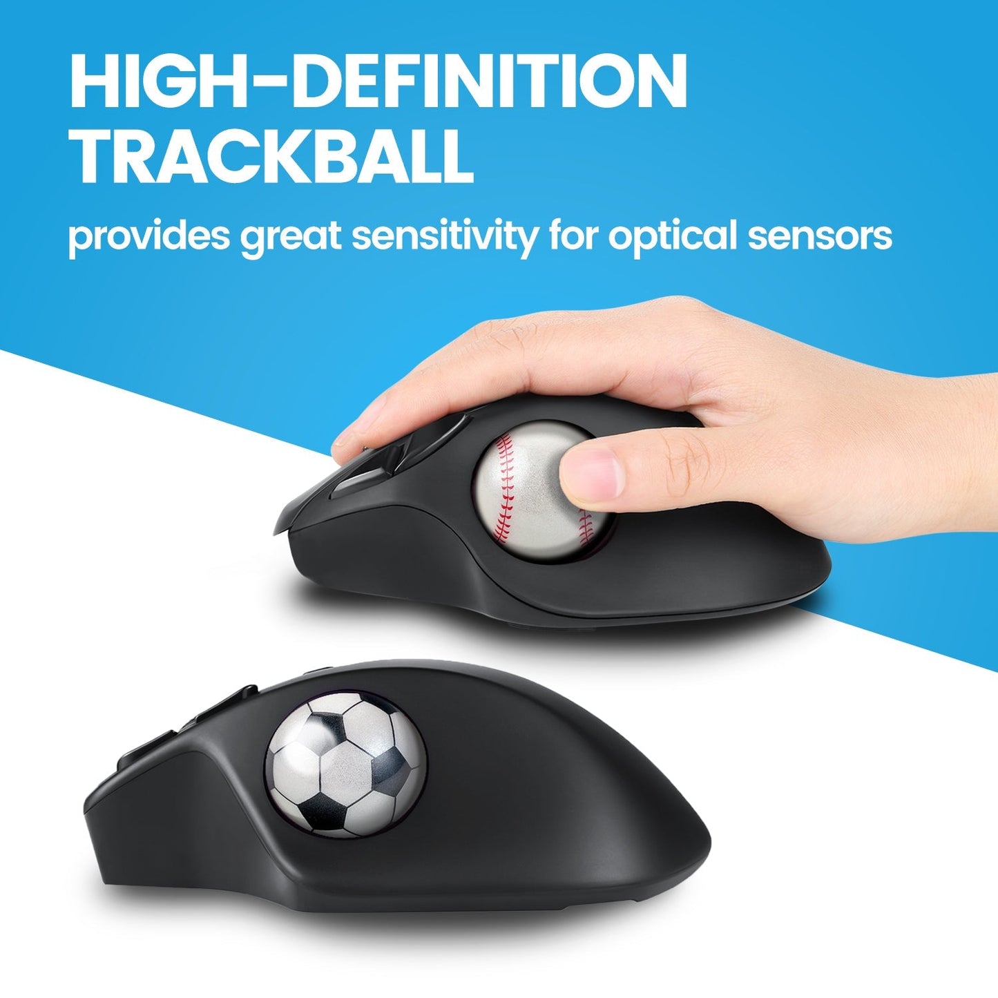 Perixx PERIPRO - 303X2F 1.34 Inches Sports Trackball - Fun Novelty Baseball and Soccer Design - Compatible for M570, M575, PERIMICE - 517/520/717/720, and Other 1.34inches Trackball Mouse - Perixx Europe